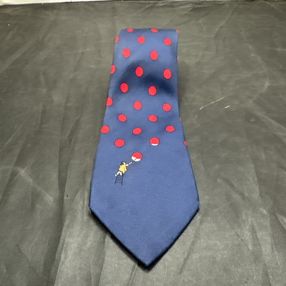 Vintage Claude Montana Paris Silk Necktie Red Blue Polka Dot Made Italy 90s Tie